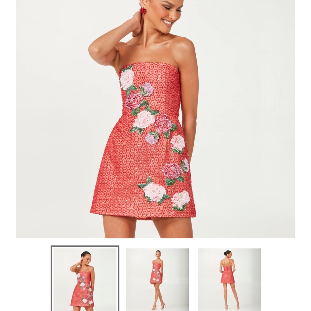 Floral Strapless Pink Dress